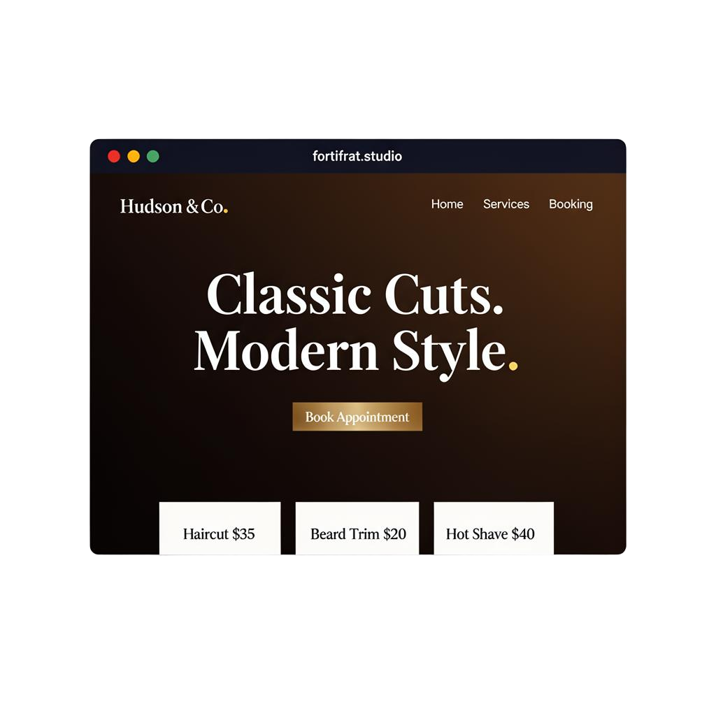 Example website preview built by Fortifrat Studios